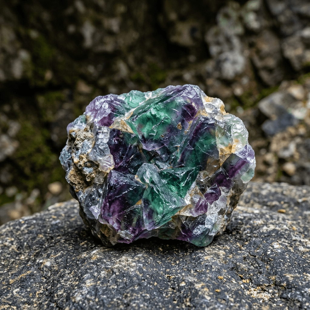 Raw chunk of fluorite crystal