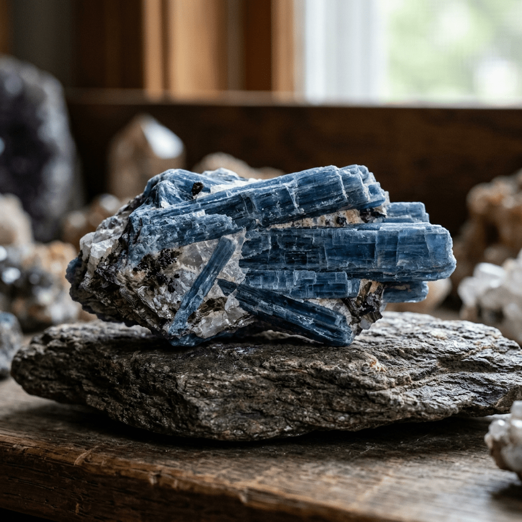 Opaque raw kyanite crystal specimen